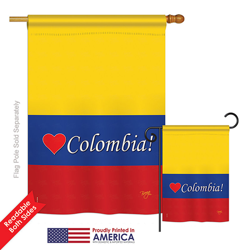 « colombie of the world », ensemble de 2 reproductions de polyester avec drapeau vertical décoratif
