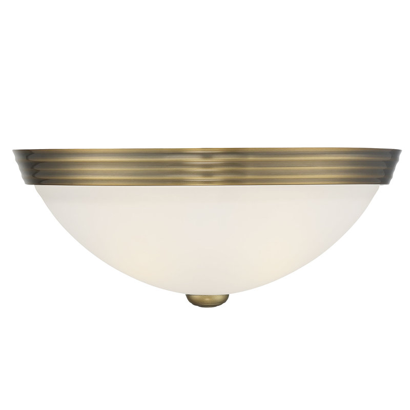 Breanna 2-Light Flush Mount in Warm Brass, 5" H x 13" W x 13" D, Warm Brass