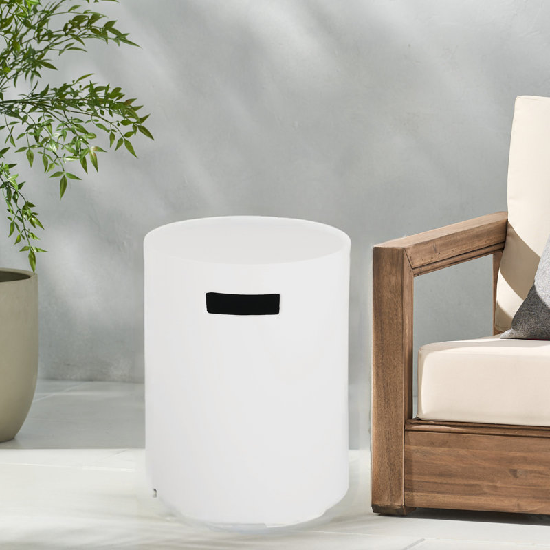 White MGO Tank Holder Side Table, 16X20 Inch, Outdoor Patio Furniture | Gift Idea, White, 20" H x 16" W x 16" D