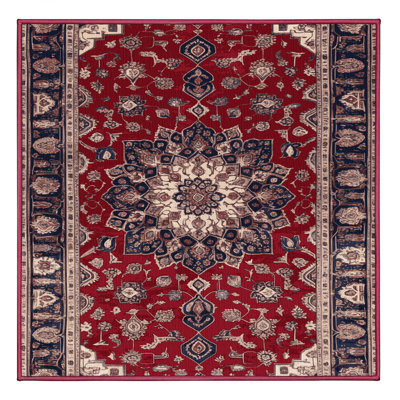 Machine Washable Persian Red Area Rug