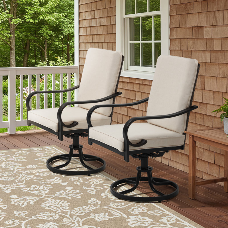 Ensemble de 2 chaises de patio pivotantes pour l'extérieur, Beige