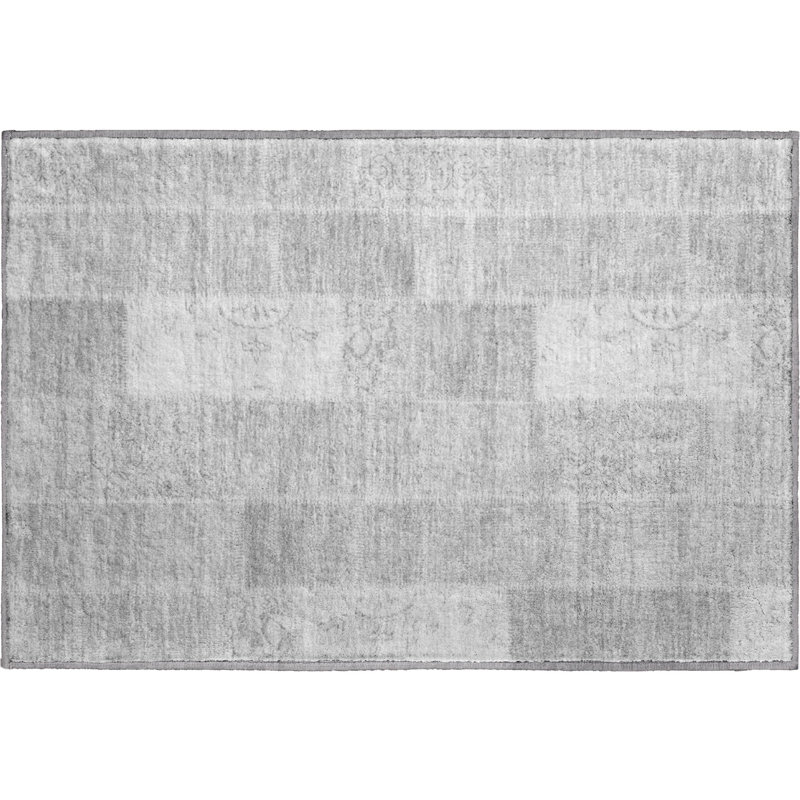 Tapis argent Cerrito lavable à la machine de qualité supérieure, Rectangle 1 pi 8 po x 2 pi 6 po