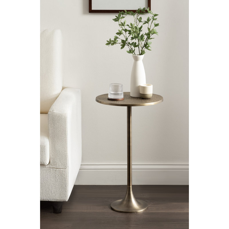 Table d'appoint ronde en fonte d'aluminium Baronet, Doré