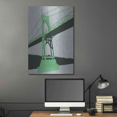 Ebern Designs 'St. «Johns Bridge Portland» par Shane Donahue, art mural en métal, 24 po x 36 po