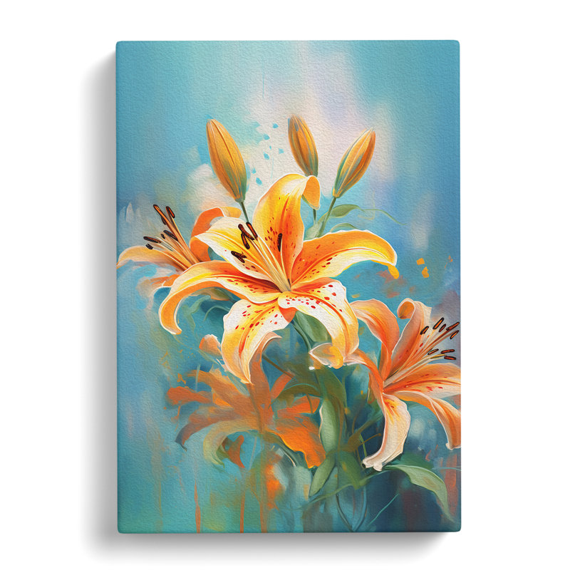 Lily Flower Impressionism Art No.2 - Wrapped Canvas, 60cm H x 40cm W x 3cm D