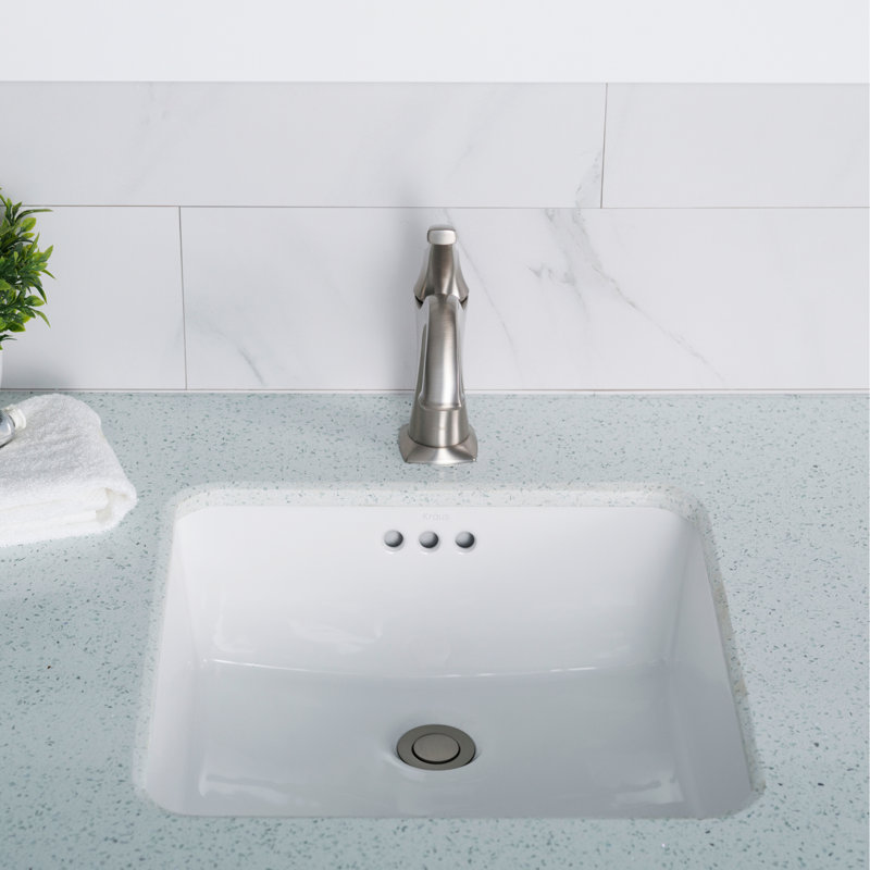 Elavo Ceramic Square Undermount Bathroom Sink with Overflow