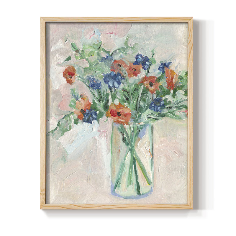 Painterly Soft Bouquet II, reproduction encadrée - bois massif, H 15 po x l 12 po