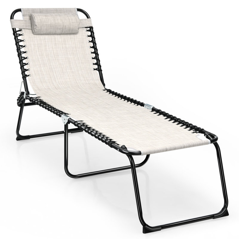 Mcalpine Outdoor Metal Chaise Lounge, White/Black