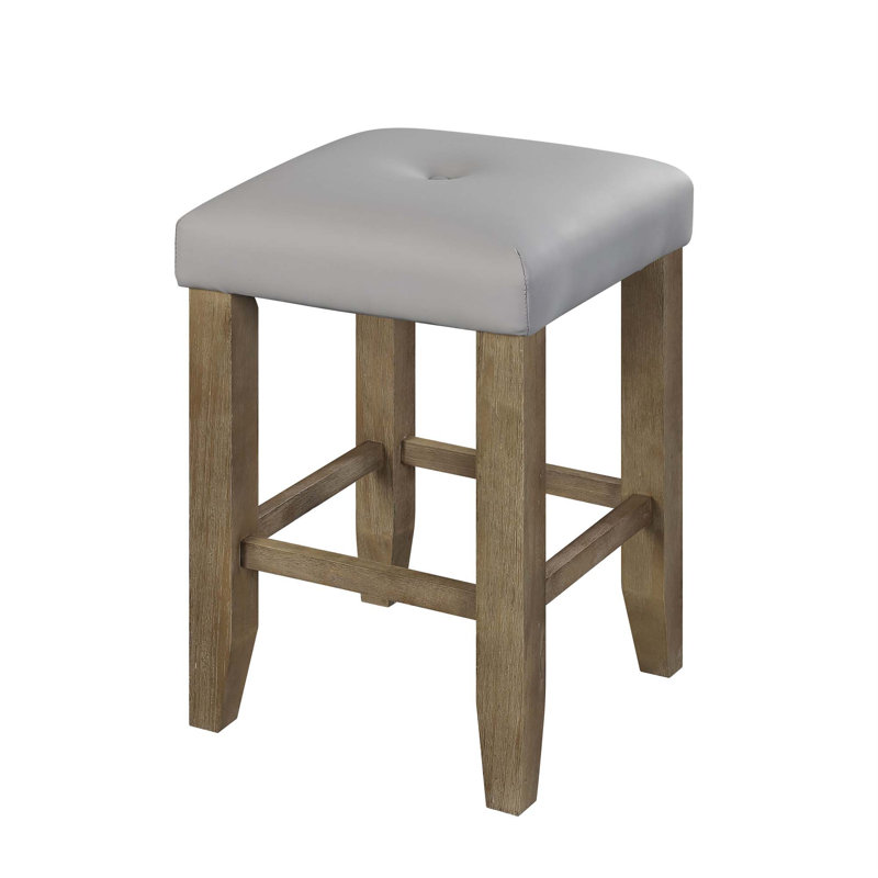 Donald Counter Height Chair (2Pc), Gary PU & Oak Finish