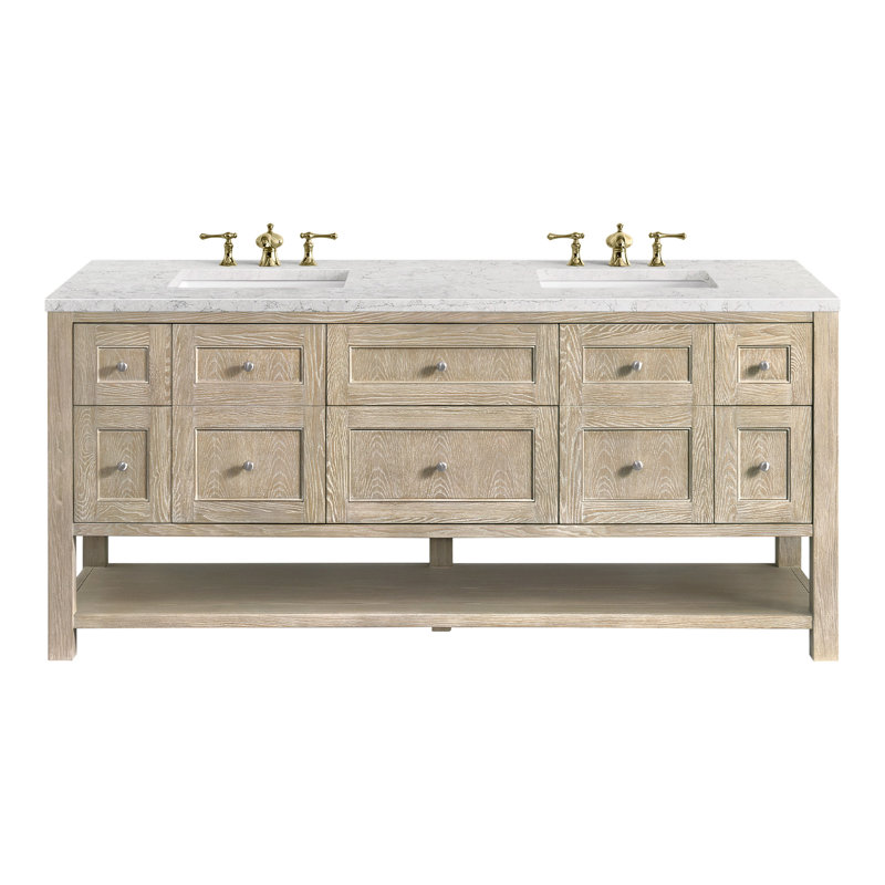 Breckenridge 72 in. Double Vanity, Whitewashed Oak, Eternal Jasmine Pearl, 8" Widespread