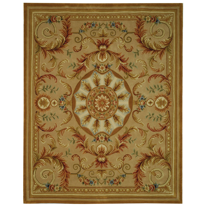 Tapis oriental en laine touffetée à la main Savonnerie, Rectangle de 5 pi x 8 pi