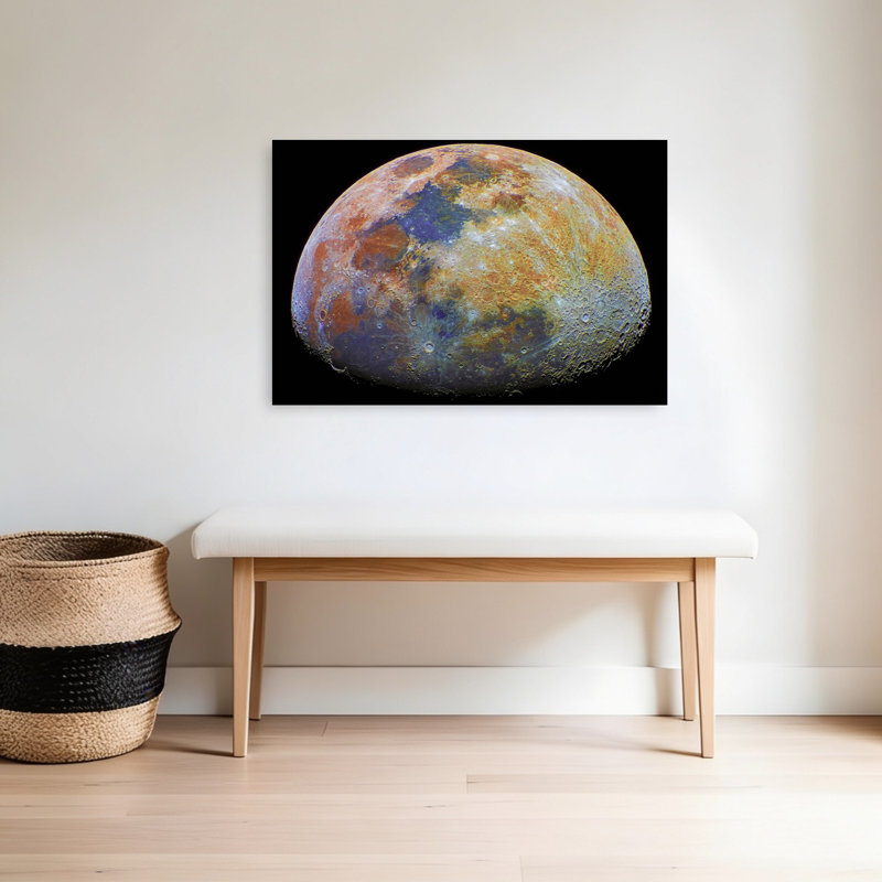 Surface lunaire colorée, paysage abstrait coloré, art mural, H 24 po x l 36 po