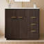 Meuble-lavabo sur pied de 91 cm (36 po) avec lavabo simple, portes cannelées et rangement, brun-505760991-506938084