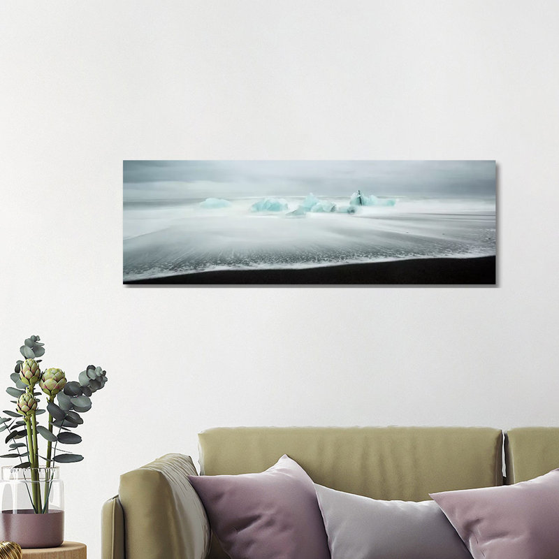 Icebergs On Black Beach I by Matteo Colombo - Wrapped Canvas Panoramic Print, 121.92 cm H x 40.64 cm W x 3.175 cm D