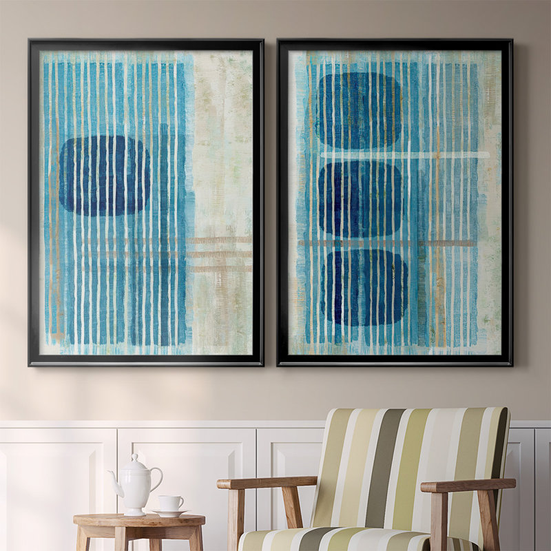 «Blue Blue Horizon I», toile encadrée de qualité supérieure - prête à être accrochée, Noir, H 24,5 po x l 37 po
