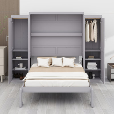 Lit escamotable avec garde-robe et tablette de rangement