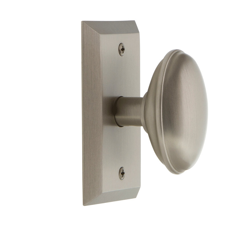 Studio Plate with Homestead Door Knob, Satin Nickel, 2-3/4”