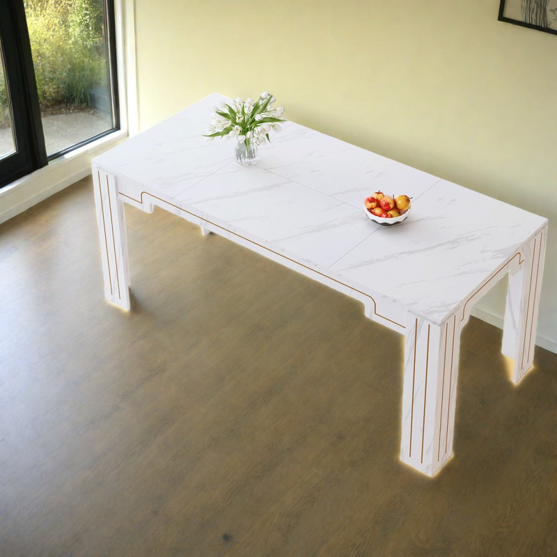 Tables de salle à manger modernes (table seulement, sans chaises, avec plateau et pieds), cuisine en marbre blanc MDF