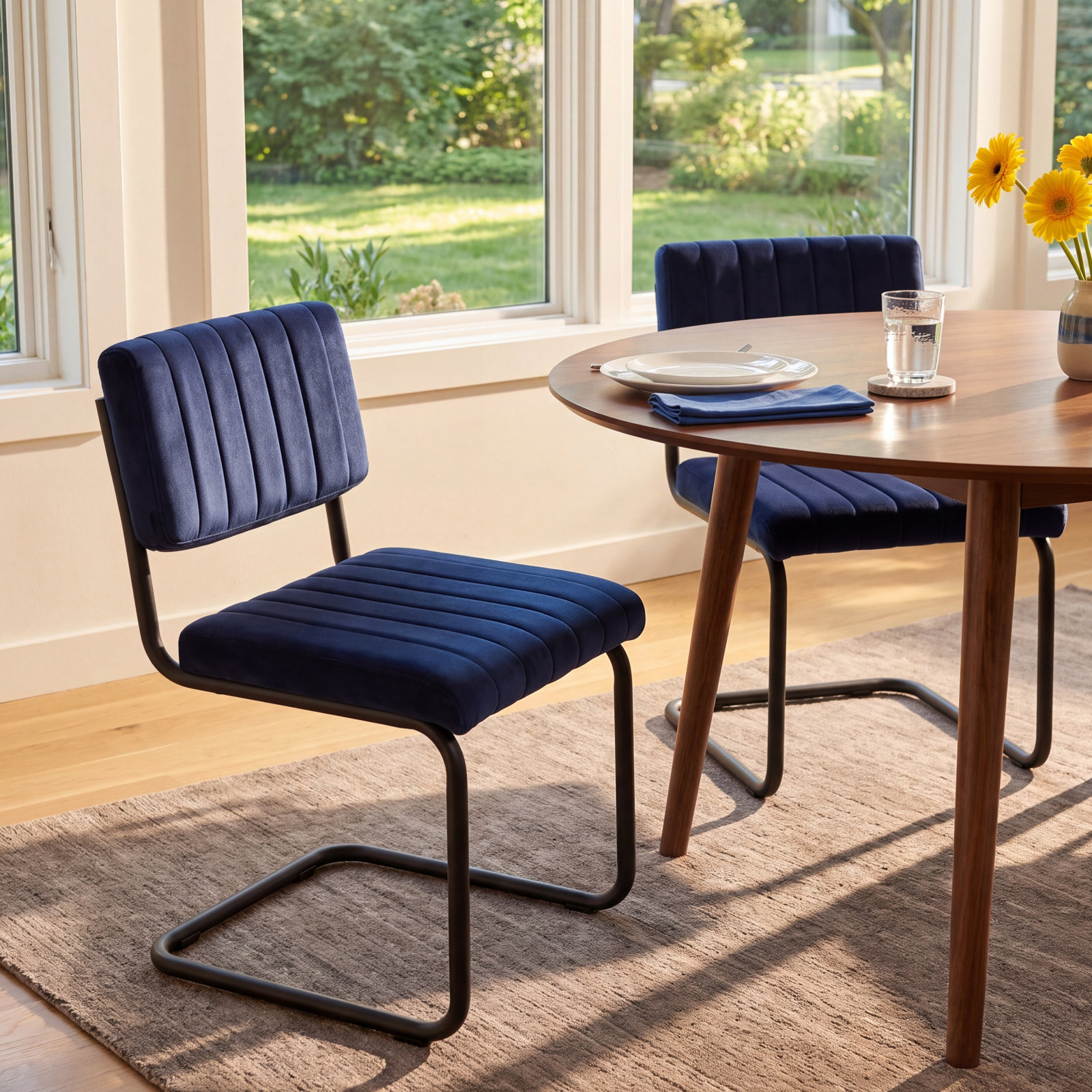 Estes Velvet Dining Chair, Sapphire Blue Velvet
