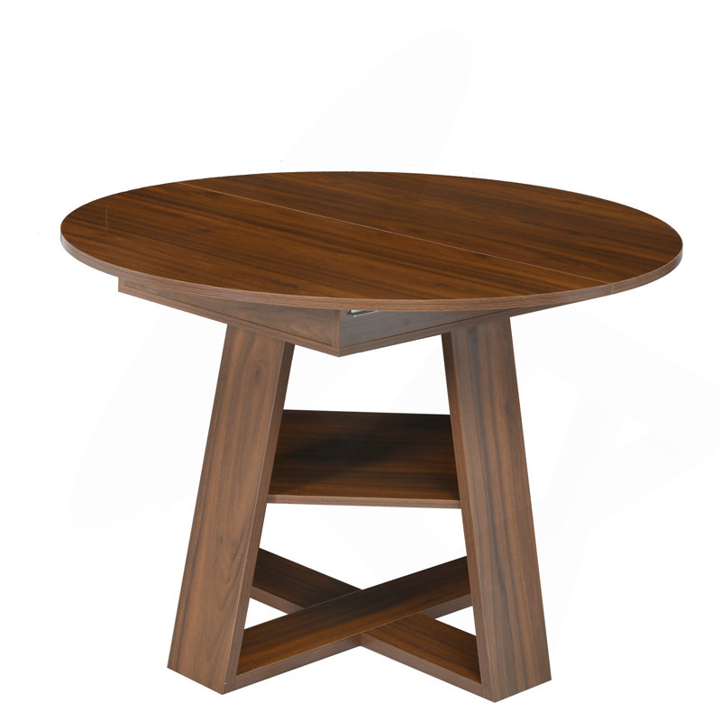Table de salle à manger extensible 43,3 po à 59 po pour 4 à 8 personnes, table de salle à manger ovale moderne pour cuisine avec rallonge amovible, base en bois avec tablette de rangement pour le salon de la cuisine (noyer)