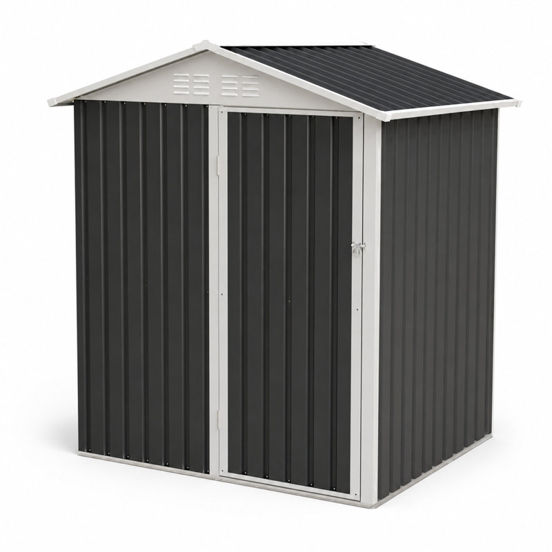 Abri de jardin en acier galvanisé de 1,65 m de large x 1,30 m de profondeur avec portes doubles à charnières