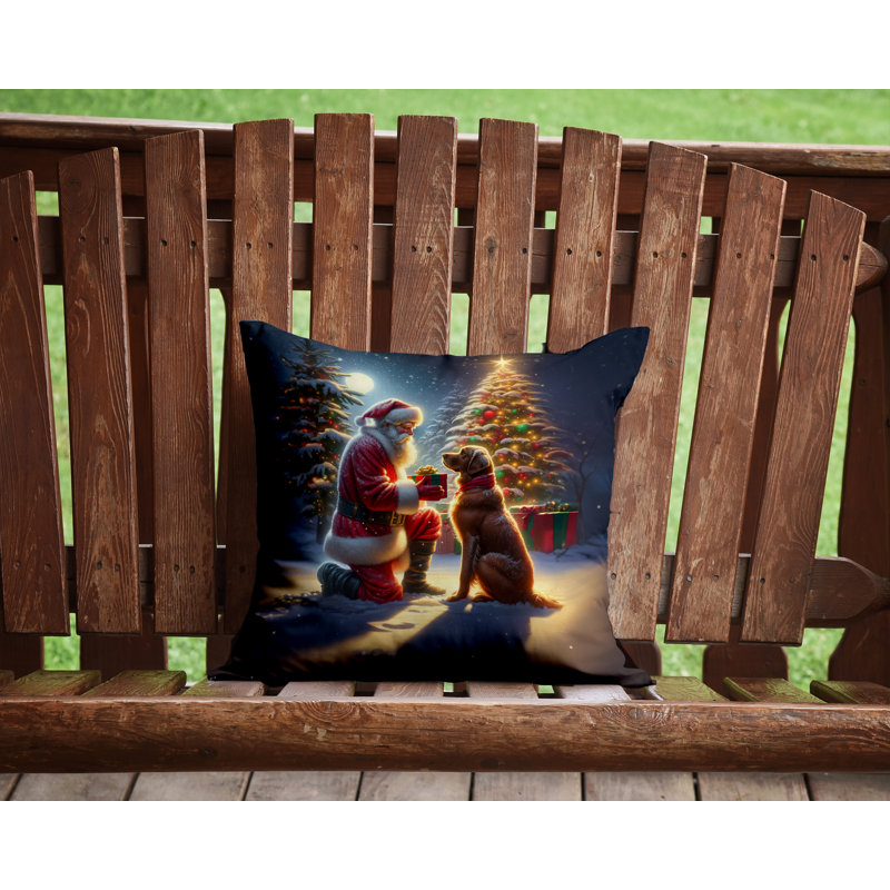 Coussin décoratif Chesapeake Bay Retriever and Santa Claus, H 14 po x l 14 po