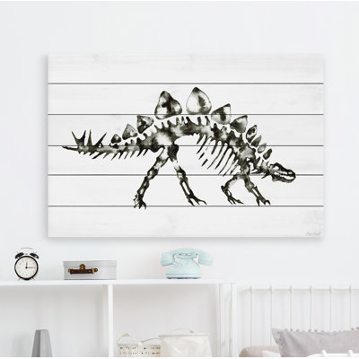 'Stegosaurus Skeleton' Print On White Wood