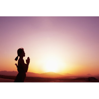 Woman In Prayer Pose by XiXinXing - Wrapped Canvas Print
