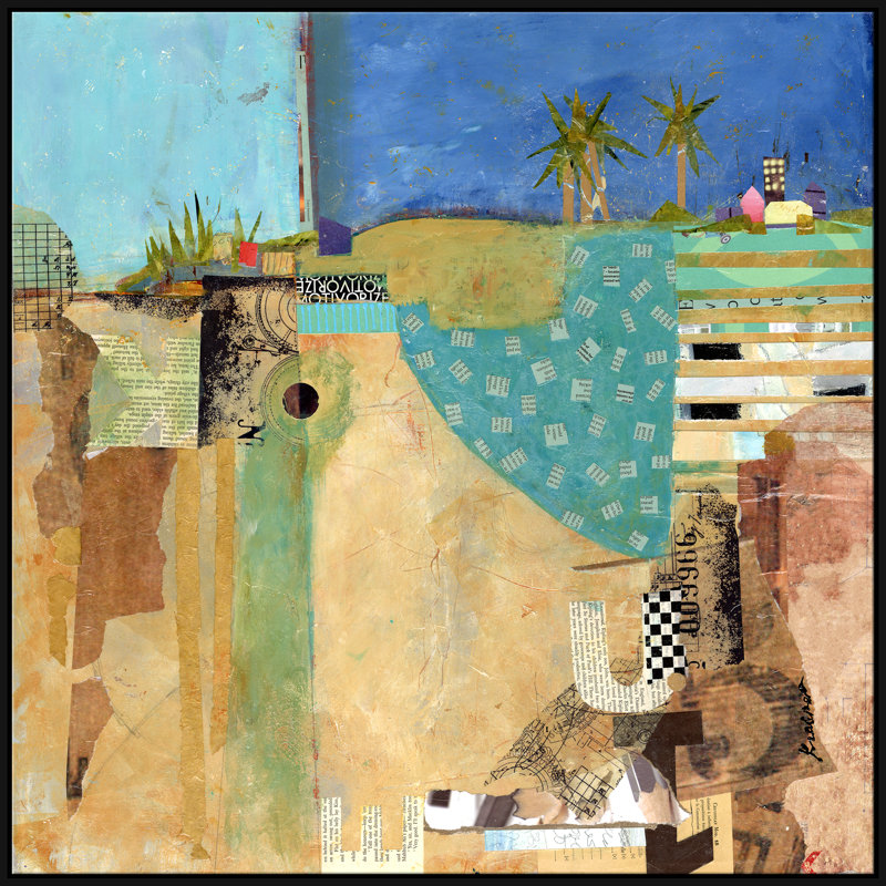 Pueblos Giclee On Canvas by Jill Krasner, Black Framed