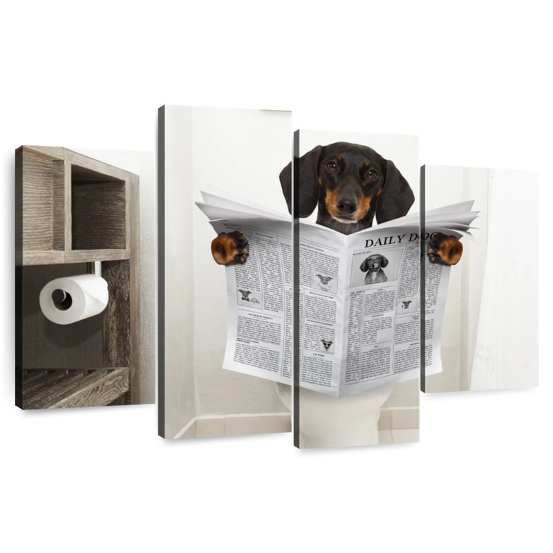 Ketti Dachshund Reading A Newspaper, 42" H x 68" W