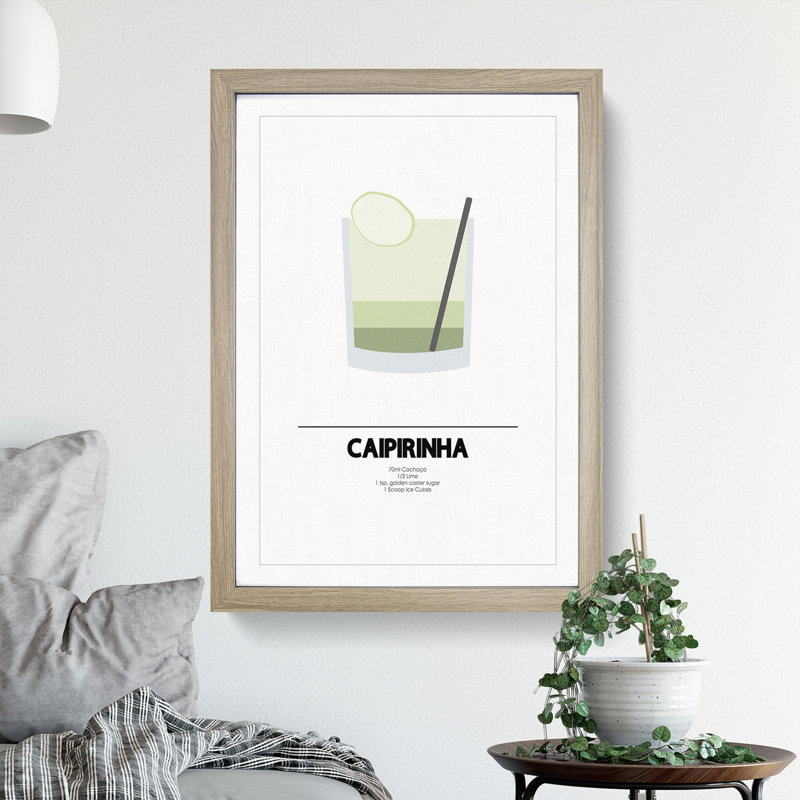 Caipirihna Cocktail - Picture Frame Painting, 48cm H x 36cm W x 2cm D, Oak Framed