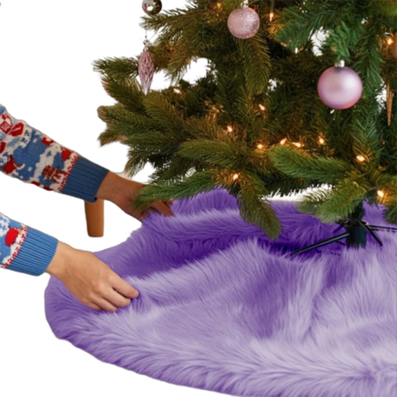 Jupe d'arbre en fausse fourrure avec bords arrondis Fabricla, L 60 po x L 60 po, Lavande