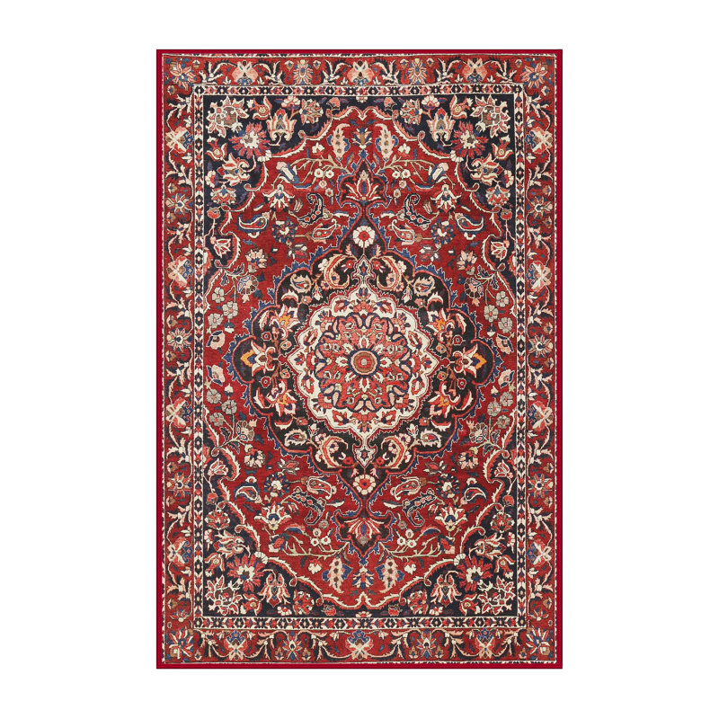 Tapis oriental multicolore tissé à la machine Oriental, Rectangle 7 pi x 9 pi