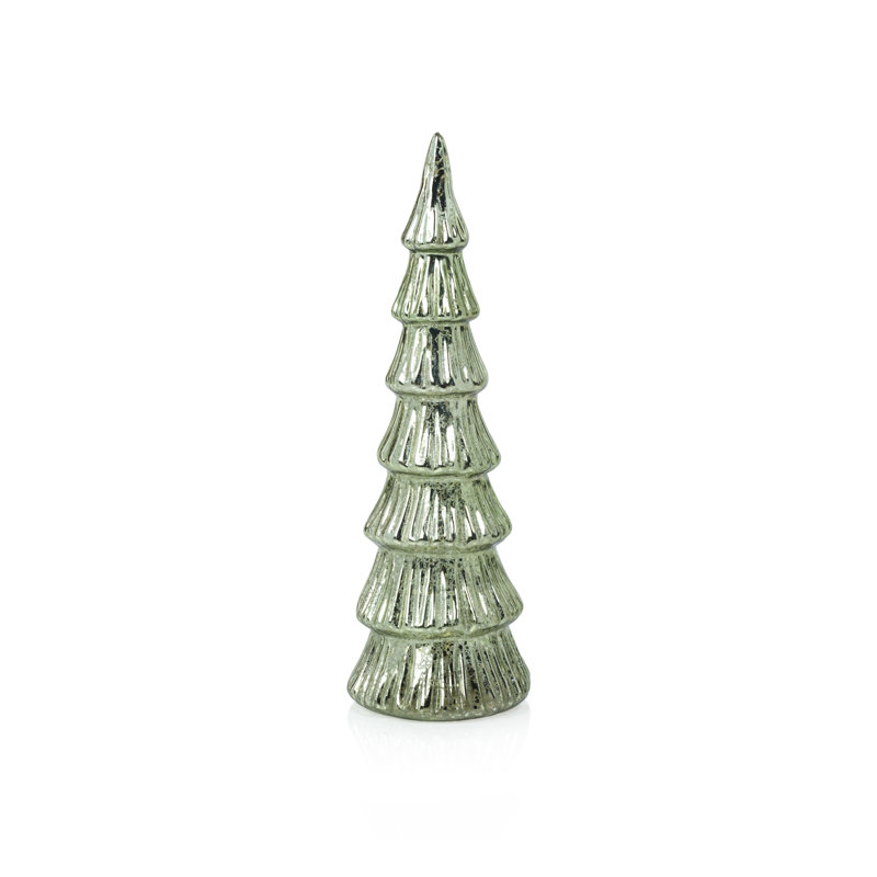 Lior LED Glass Tabletop Holiday Trees, Set of 2, 12.5" H x 4.25" W x 4.25" D