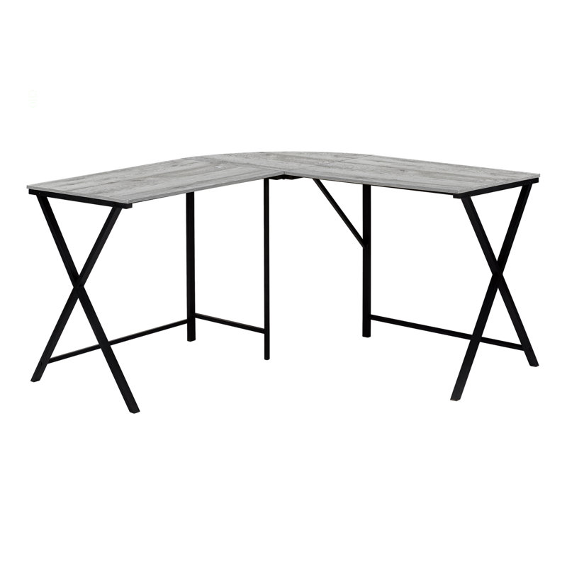 Computer Desk, Home Office, Corner, 55"L, L Shape, Work, Laptop,  Laminate,  Metal, Contemporary, Modern, Grey