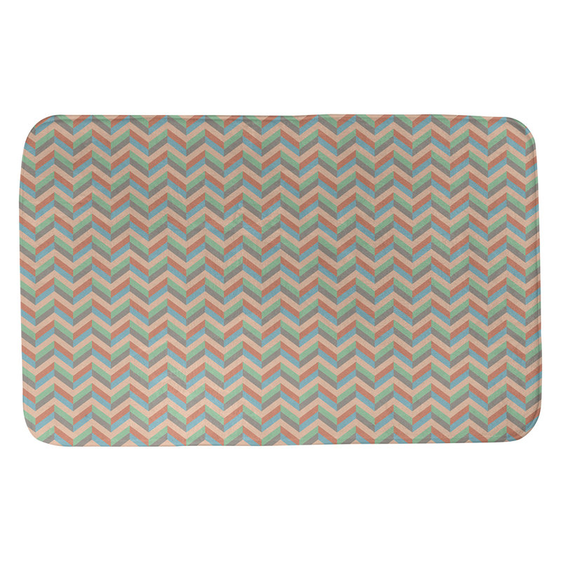 Leffel Memory Foam Non-Slip Bath Rug, 21" W x 34" L, Blue/Brown