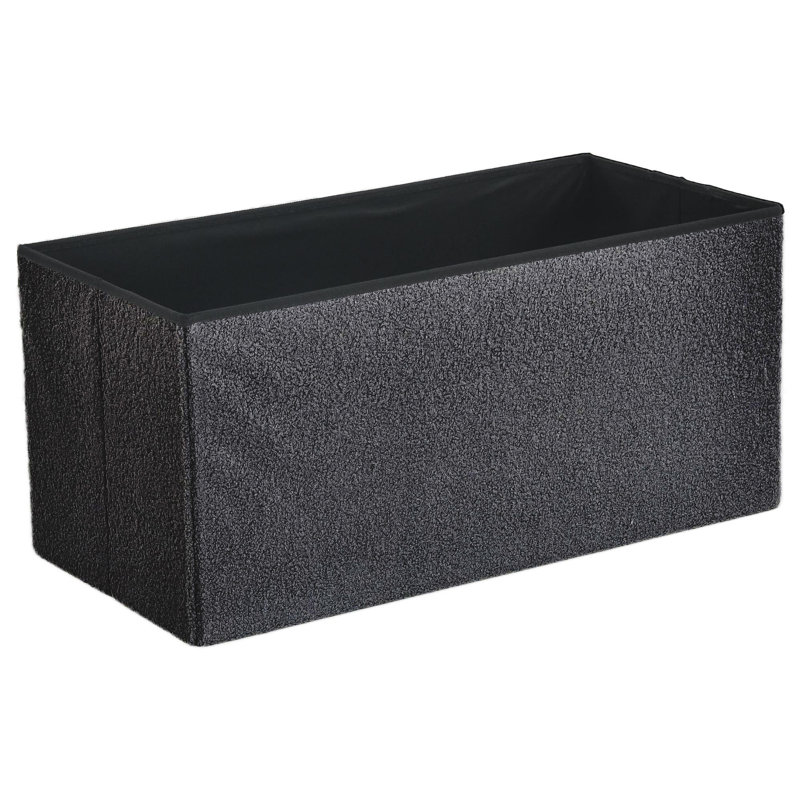 38 FOLDABLE BOUCLE STORAGE BOX, Black, 38cm H x 80cm W x 7cm D