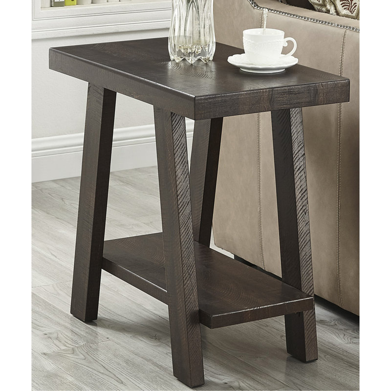 Athens Contemporary Wood Shelf Side Table In Weathered, Brown