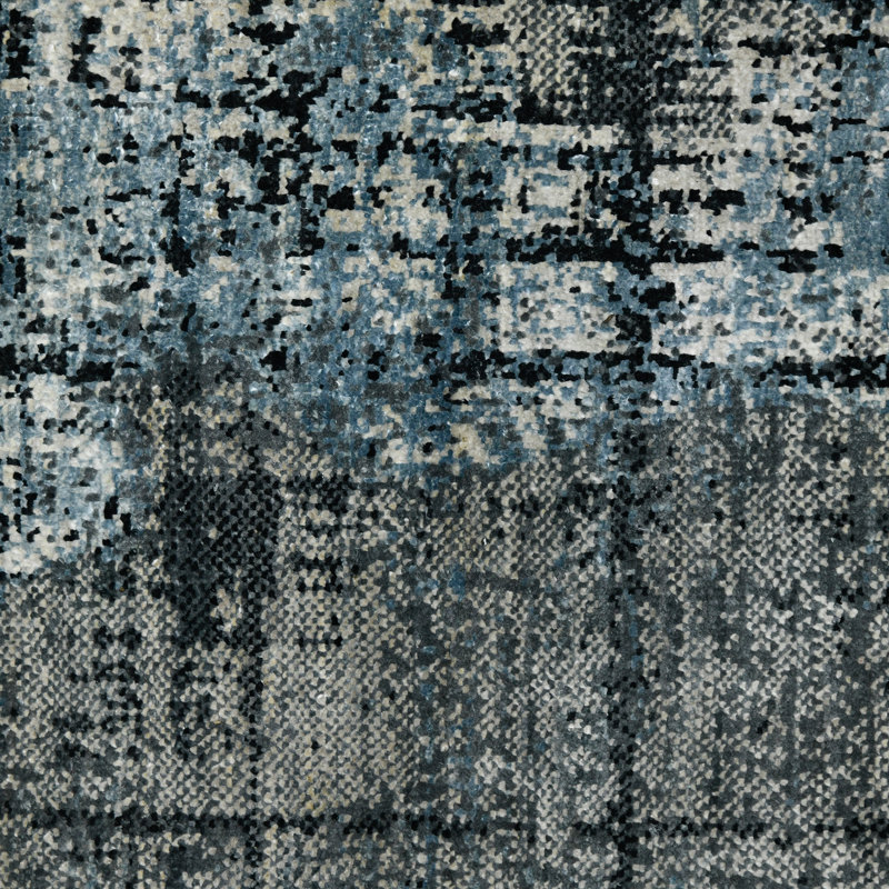 One-of-a-Kind Dazzle Modern Hand-Knotted 2'X3' Wool Blue Area Rug, Rectangle 10' x 14'