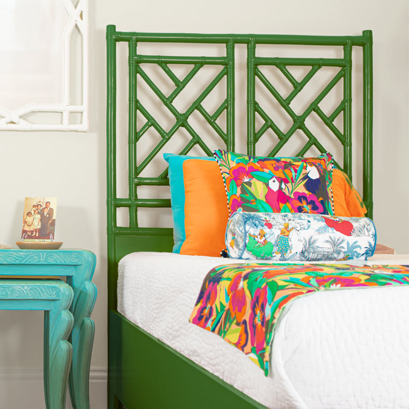 Lit standard Chippendale, Vert vif, Simple extra long