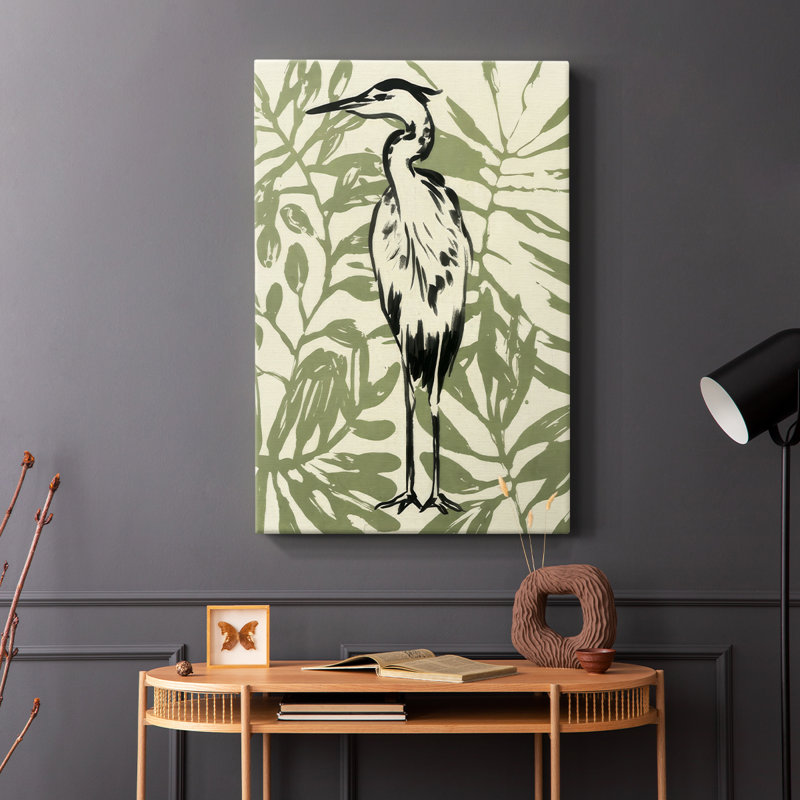 Retro Parlor Heron II - Cavas enveloppés de galerie, H 48 po x l 32 po