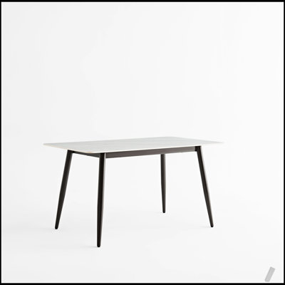 Large Rectangular Stone Dining Table with Strong Metal Base for Modern Kitchen, 1.6m