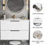 Meuble-lavabo mural blanc flottant de 36 pouces avec lavabo en céramique et deux tiroirs, premier tiroir en forme de U, grande capacité de rangement, panneau multicouche, instructions d'assemblage rapide-1878140848-1878140862