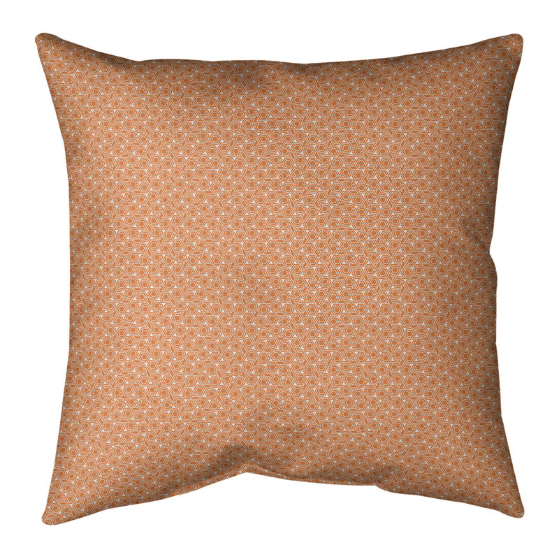 Oreiller carré Katelyn Elizabeth, 14 po x 14 po, Polyester/ Bourre en polyester, Orange/Blanc