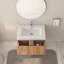 Meuble-lavabo mural de 30 po avec lavabo, armoire de salle de bain flottante murale avec finition en contreplaqué intégré de conception minimaliste moderne pour salle de bain compacte couleur acacia