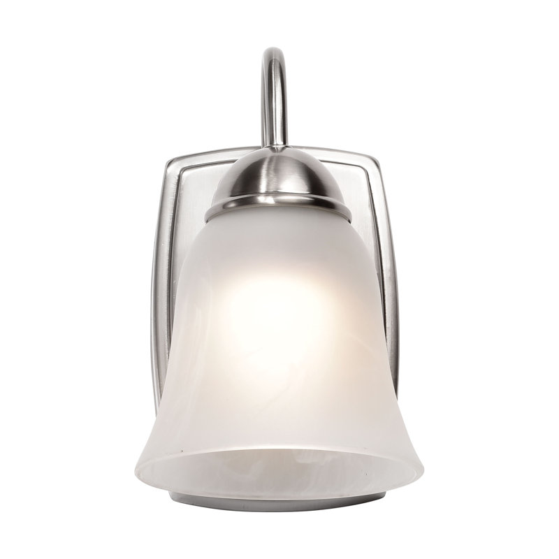 Elegant Alabaster Glass Vanity Sconce in Brushed Nickel, Dimmable