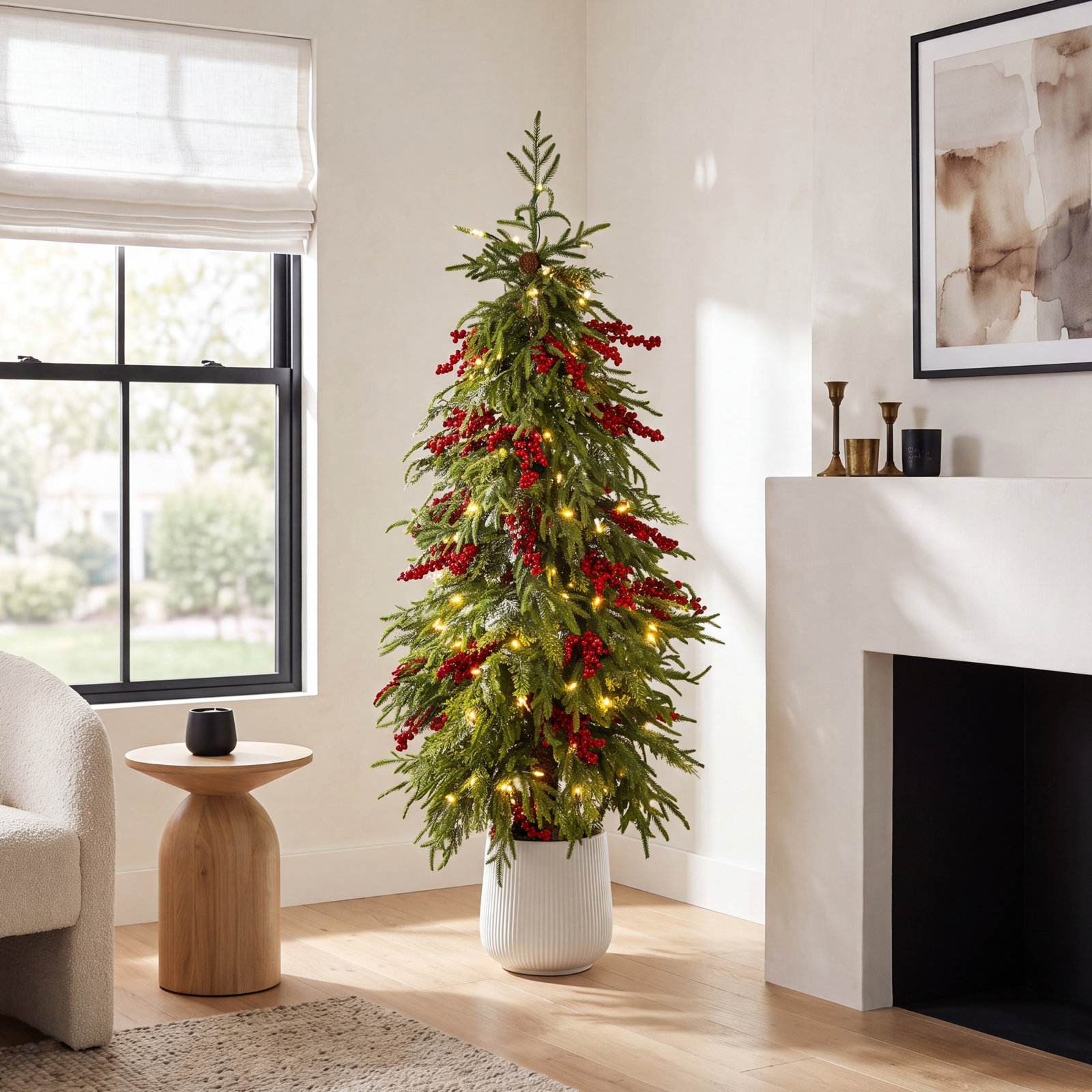 White Frosted 4.5' Pre-Lit Pine Christmas Tree