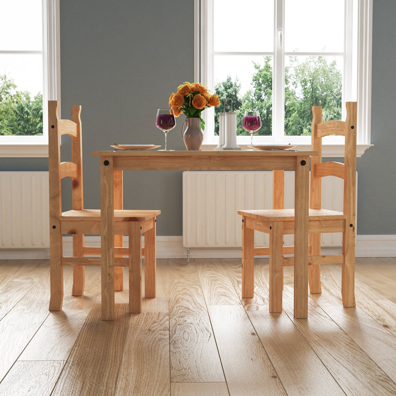 Doe 2 - Person Pine Solid Wood Dining Set