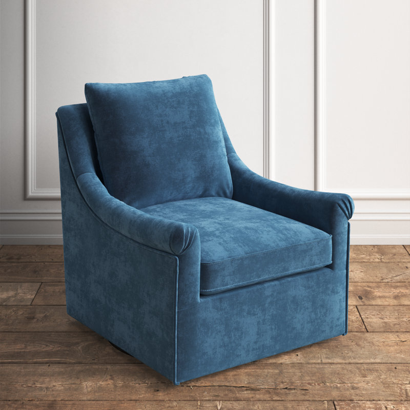 Fauteuil pivotant en velours Atlanta, Bleu