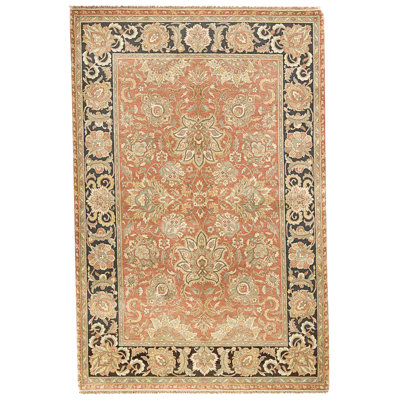 High-Quality Hand-Knotted Rust And Ivory Area Rug